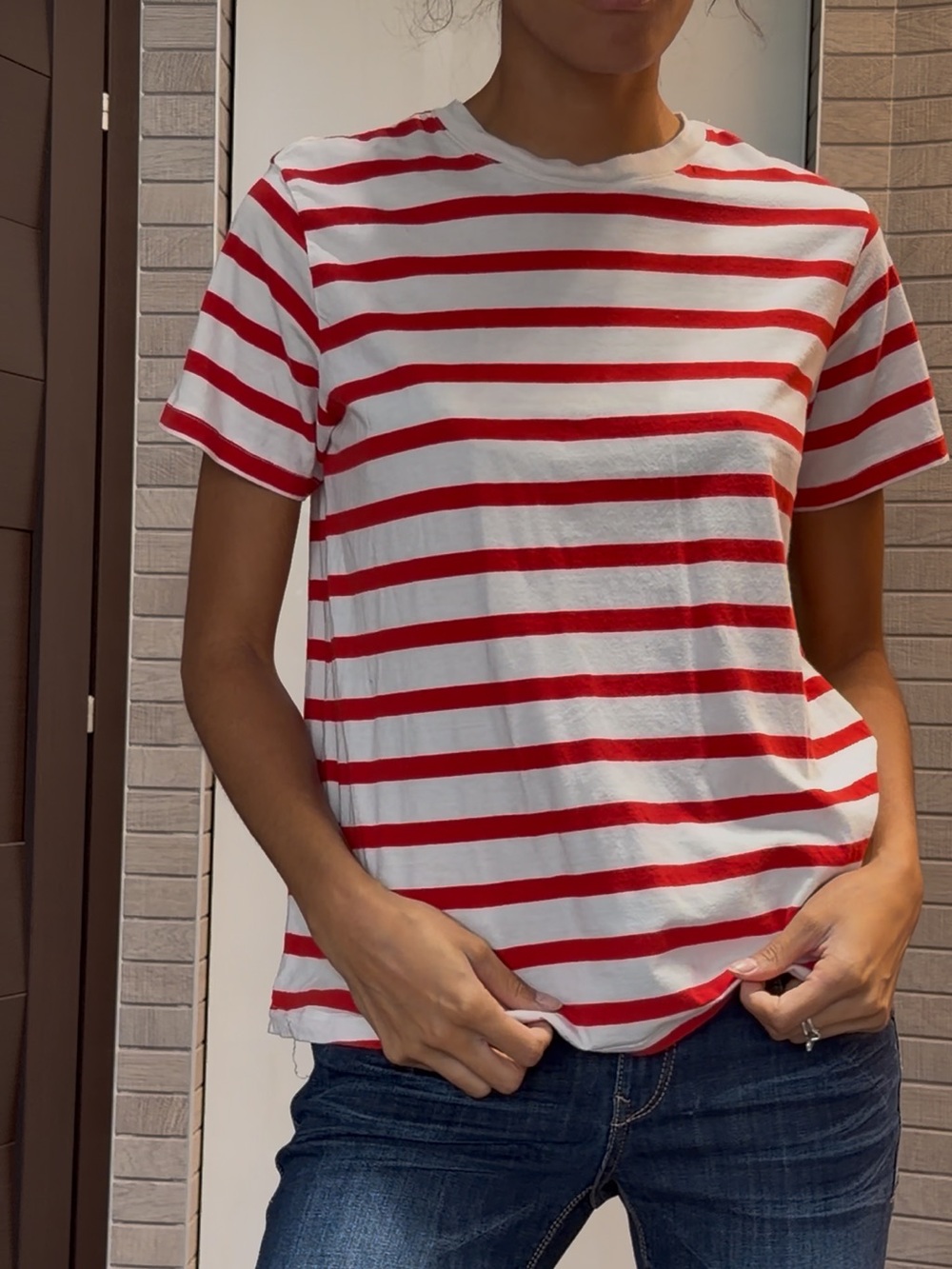 H&M Red and White Striped Top